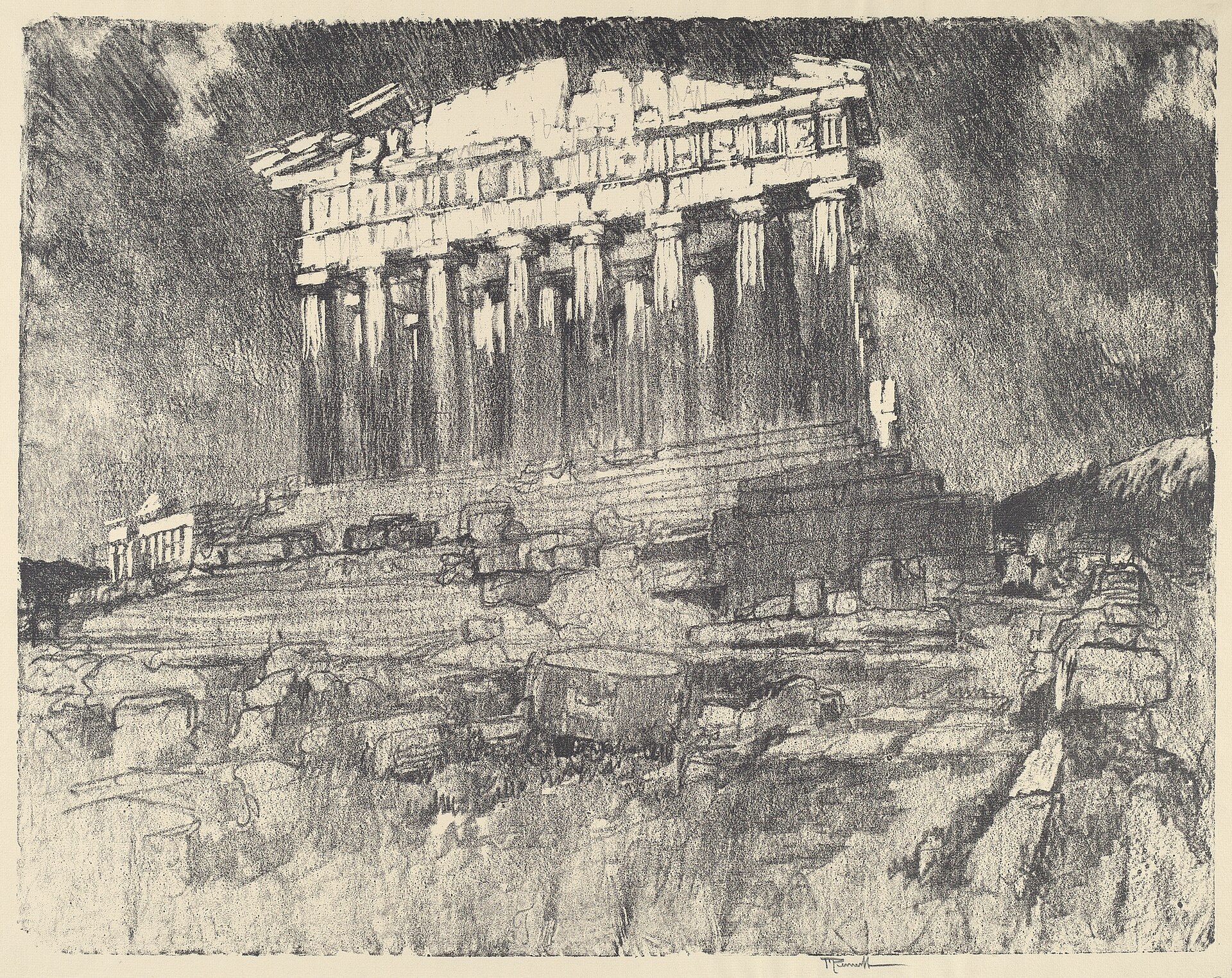 An etching of the Parthenon by Joseph Pennell.
